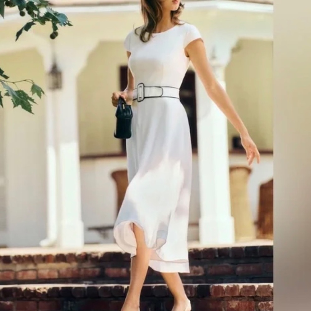 Reformation Felipe Belted Linen Dress In White, NWOT, never worn, no flaws. - Picture 2 of 16